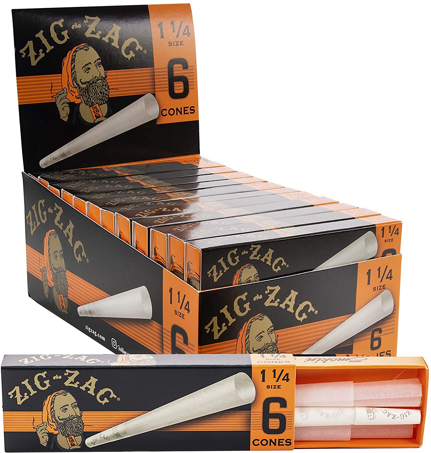 Zig Zag Cones | Orange 1 1/4 | 6 Packs | 24ct Box