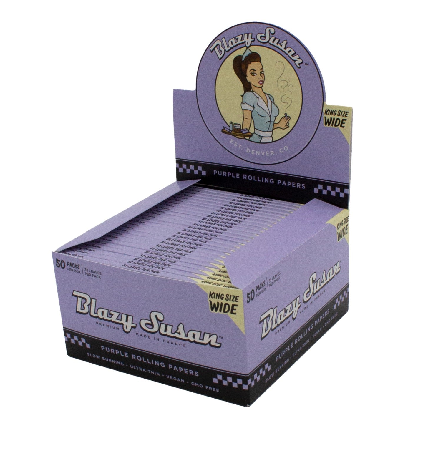 Blazy Susan Papers | Purple King Size Wide | 50ct Box