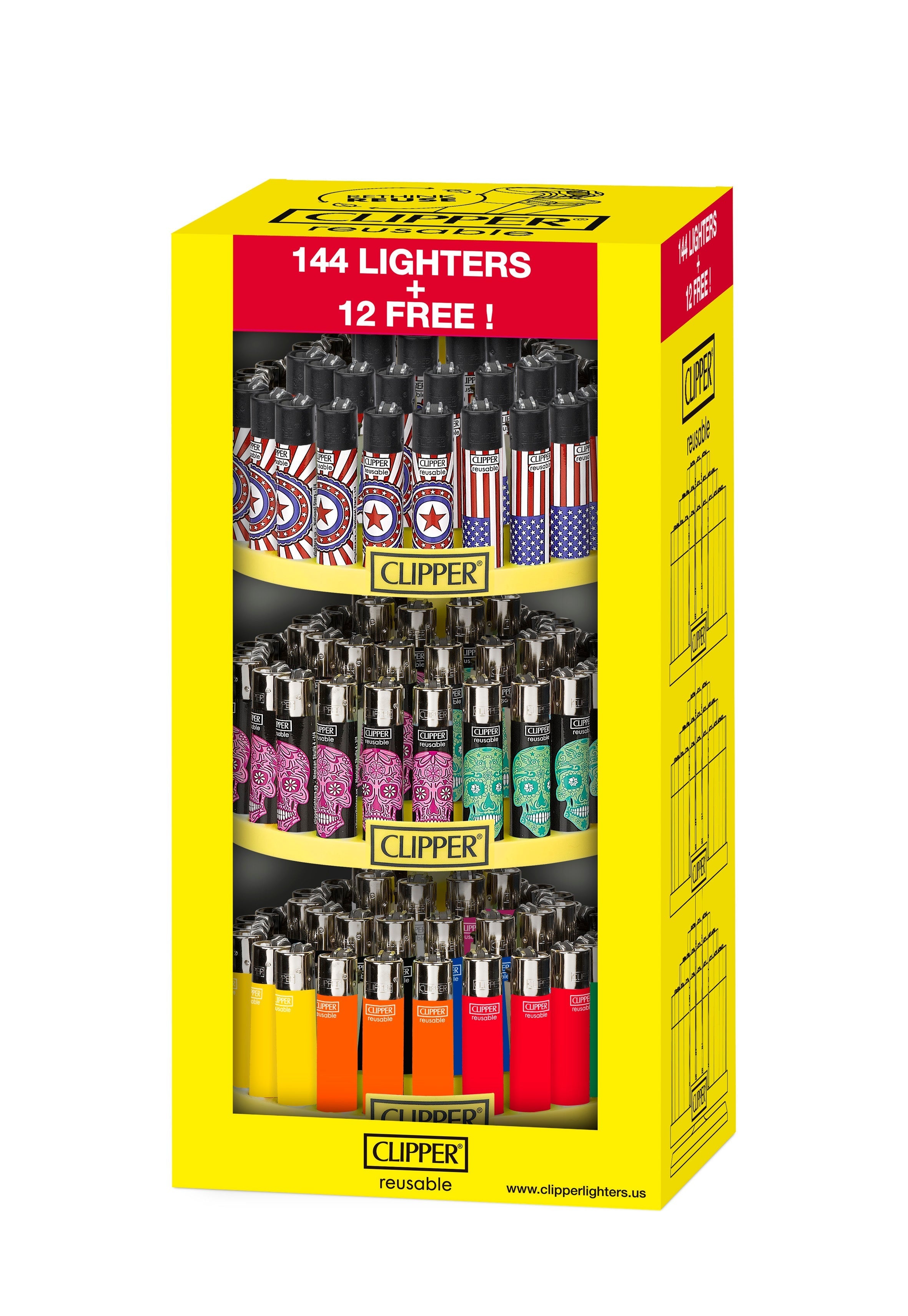 Clipper Lighters 144+12 Carousel Display