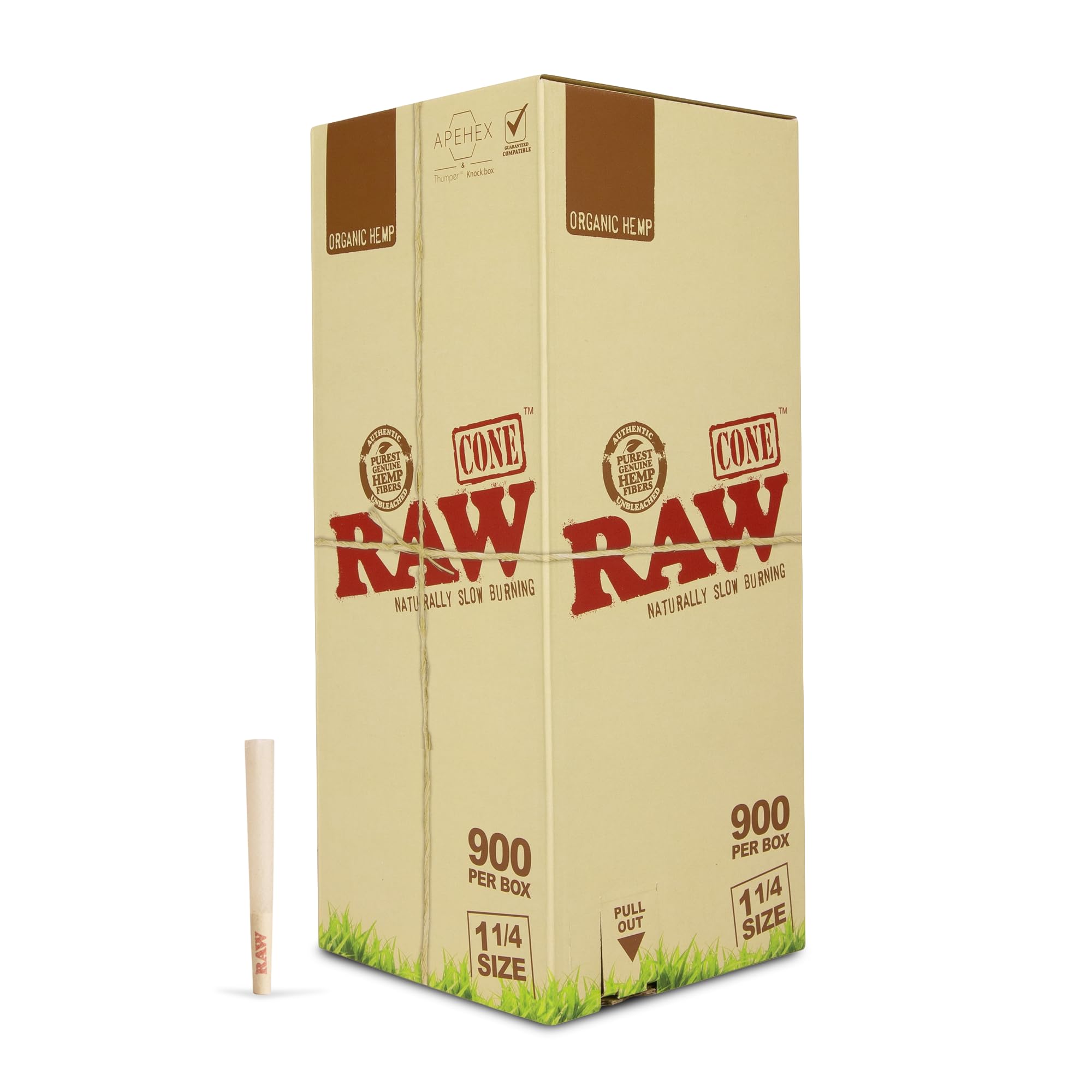 Raw Organic Hemp 1 1/4 Cones 900ct Box