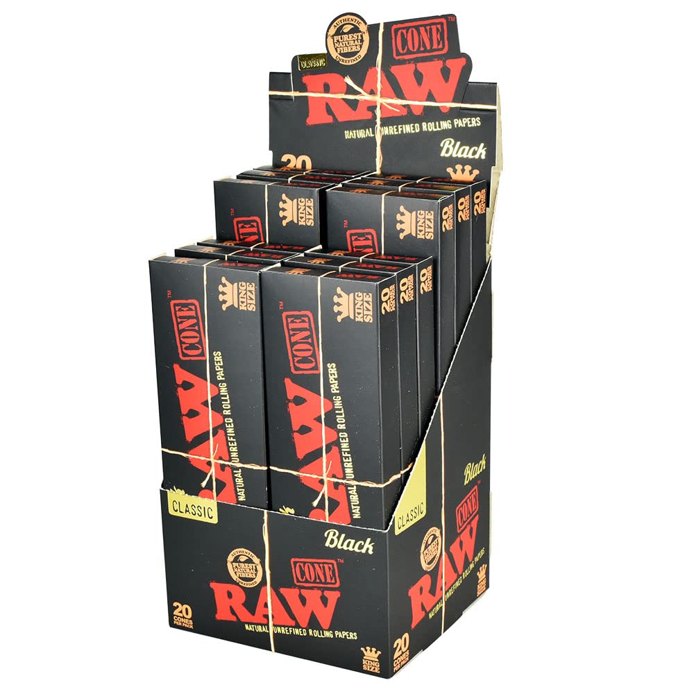 Raw Black Classic KG Pre Roll Cones 20PK | 12ct Box