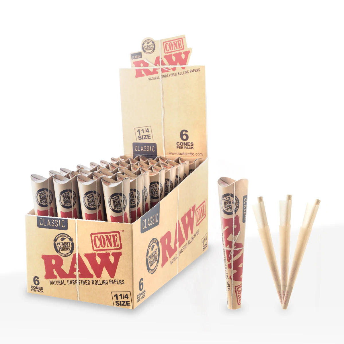 Raw Classic 1 1/4 Cone 6PK 32ct Box