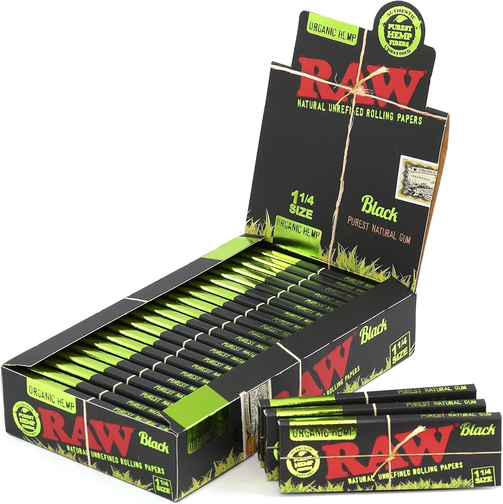 Raw Black Organic Hemp 1 1/4 Rolling Paper 24ct Box