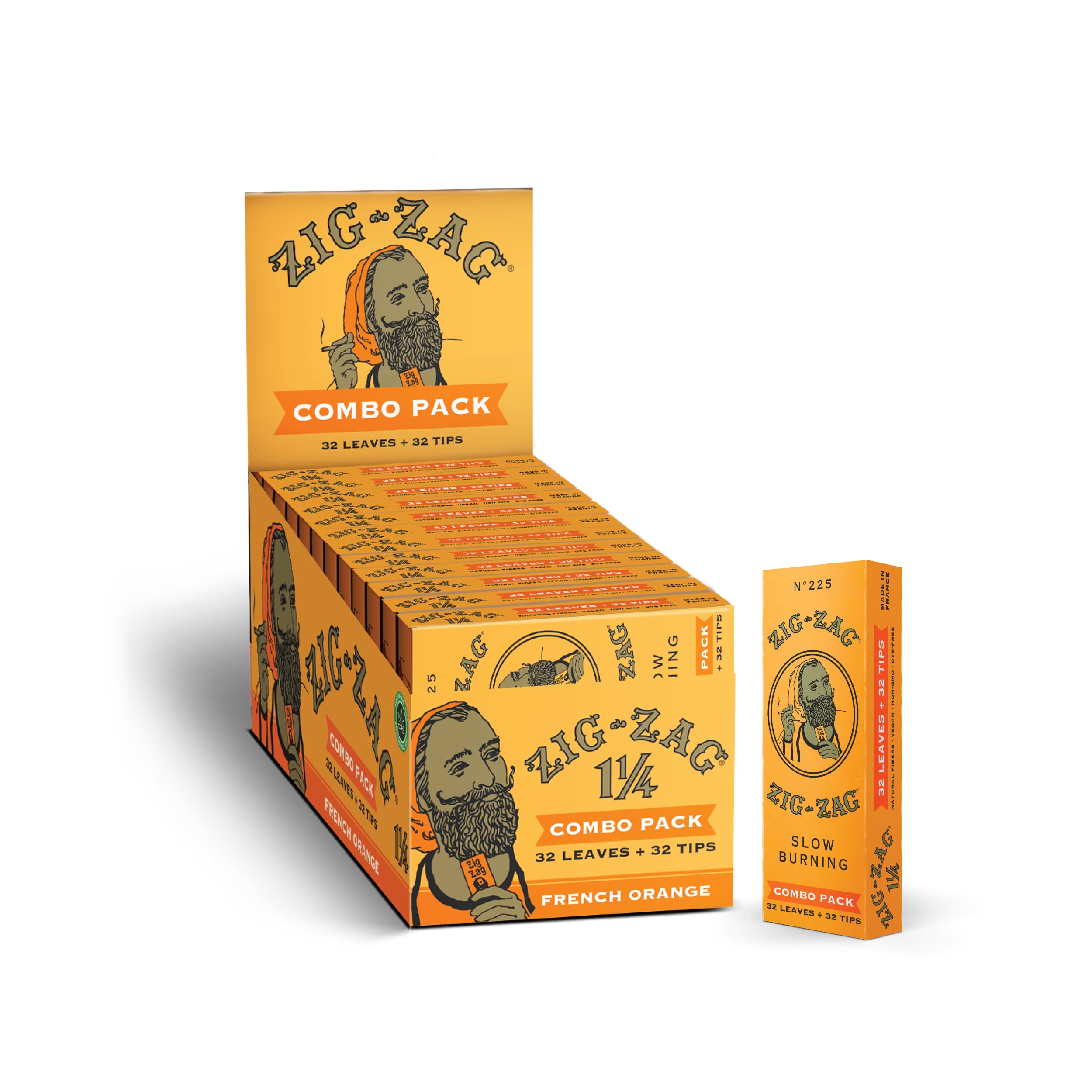 Zig Zag Papers | French Orange 1/14 | Paper+Tips | 24ct Combo Pack