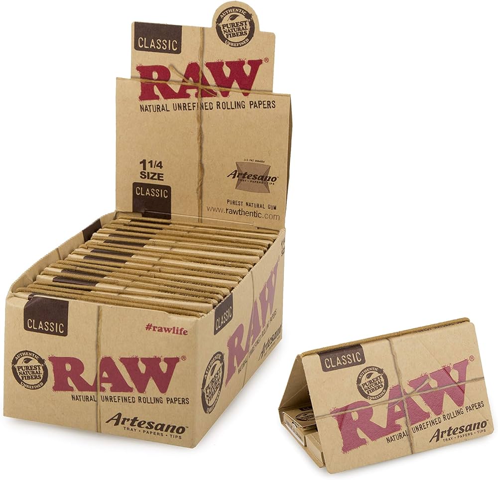 Raw Classic 1 1/4 Artesano 15ct Box (Tray+Paper+Tips)