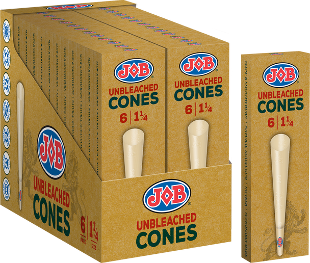 JOB Virgin Unbleached Cone 1 1/4 (6ct) 24ct Box