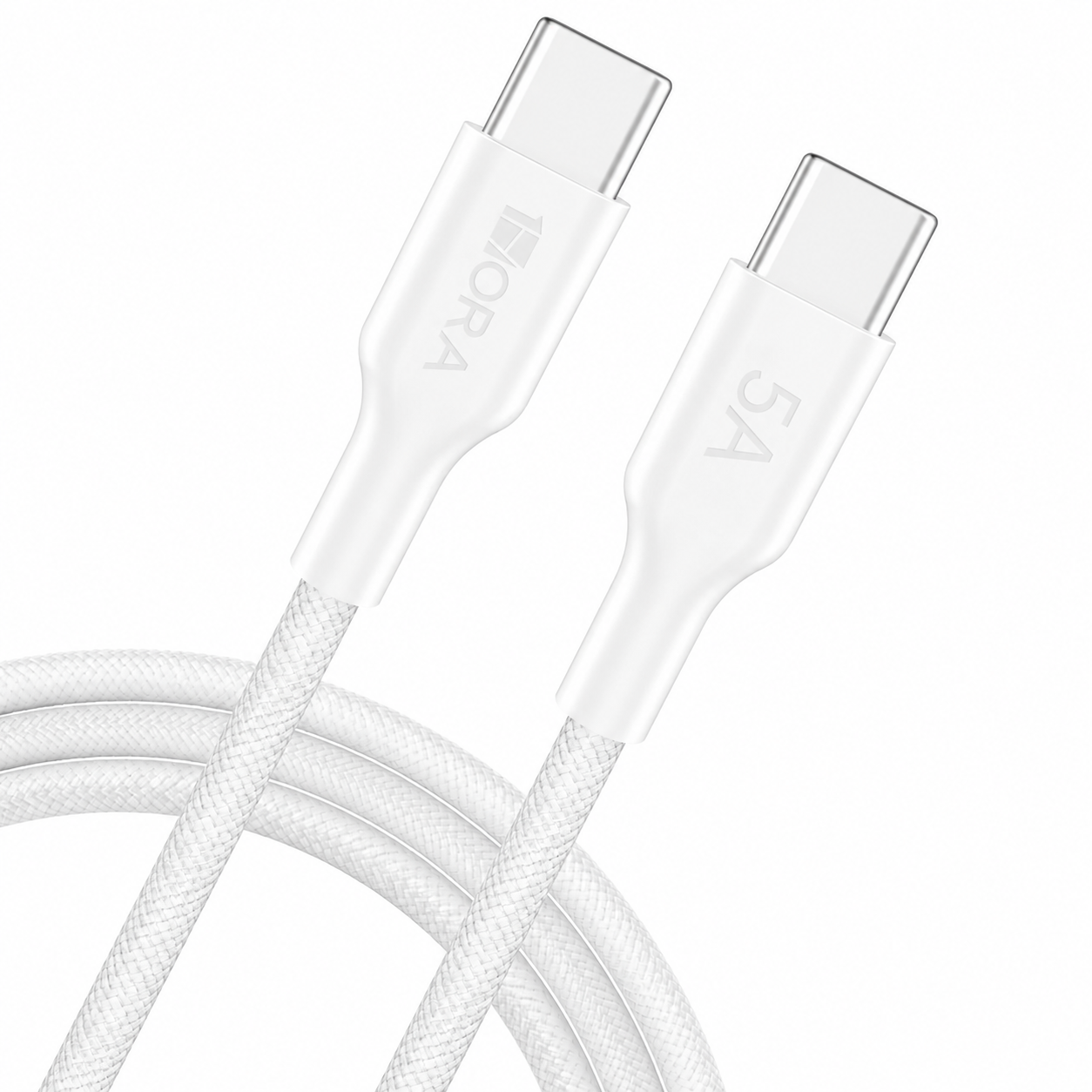 1Hora 1M 5A 100W Data Cable C to C White Color - United Wholesale