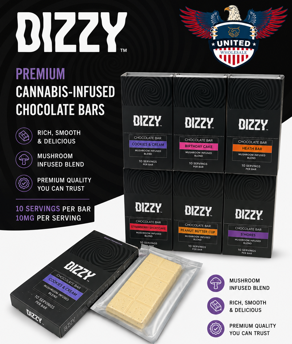 Dizzy Mushroom Infused Chocolate Bar Singles