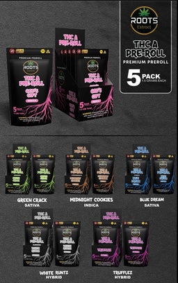 Roots Extract THCA Pre Rolls 5 Pack (7.5G Per Pack) 10CT Box |