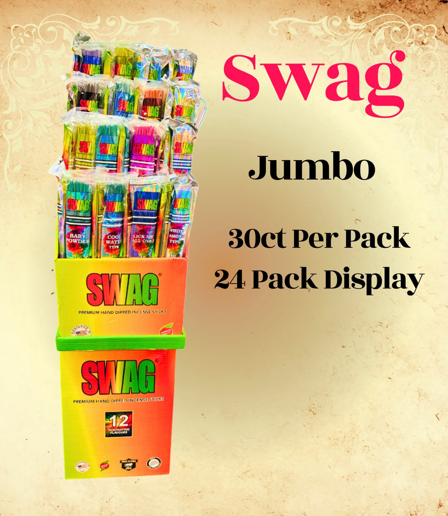 SWAG Jumbo Incense Stick 30 Sticks Per Pack 24pk Display