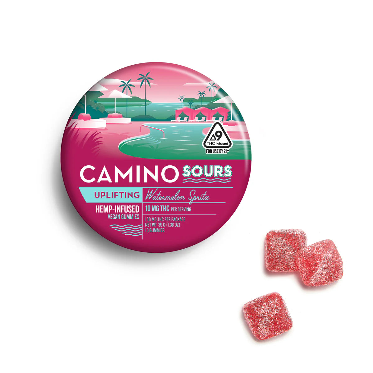 Camino Gummies Sour Watermelon Spritz | Uplifting | 10mg THC | 10ct Can