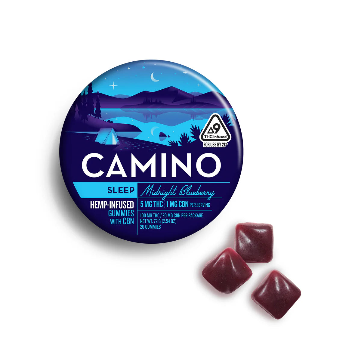 Camino Gummies Midnight Blueberry | Sleep | 5mg THC | 10ct Can