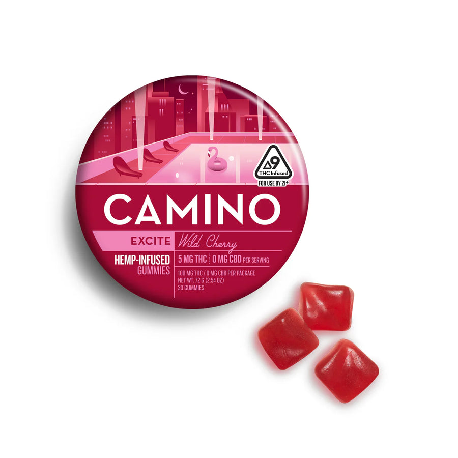 Camino Gummies Wild Cherry | Excite | 5MG THC 10MG CBD | 10ct Can