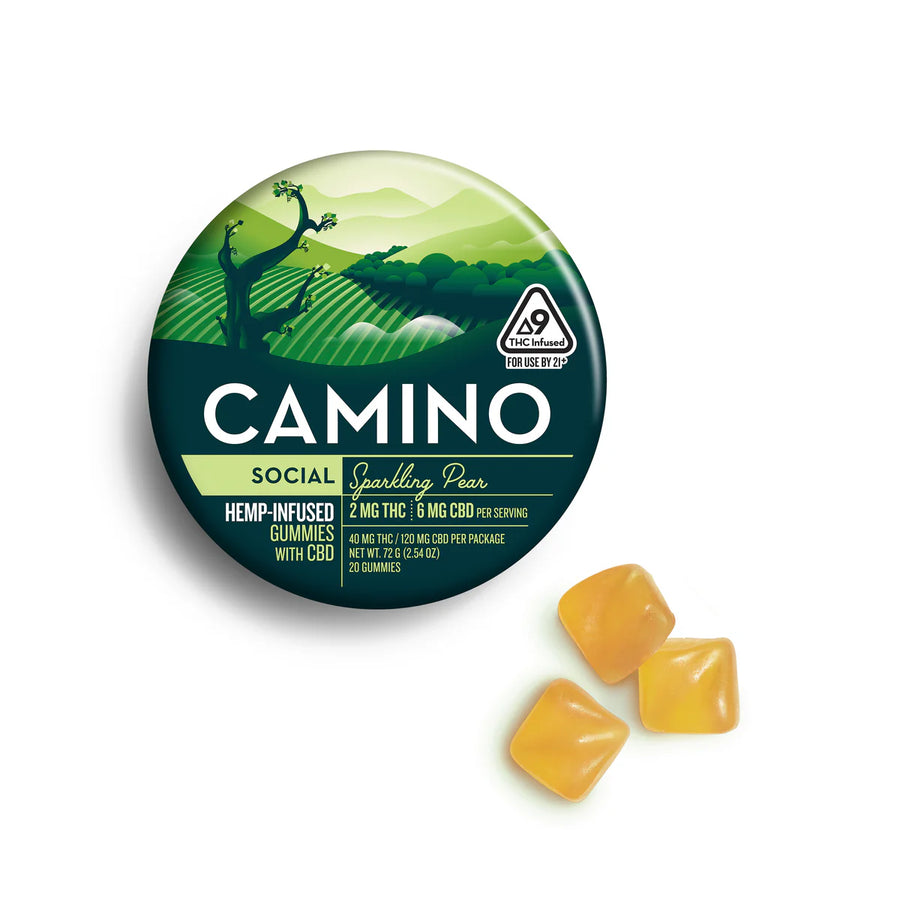 Camino Gummies Sparkling Pear | Social | 2MG THC 6MG CBG | 10ct Can
