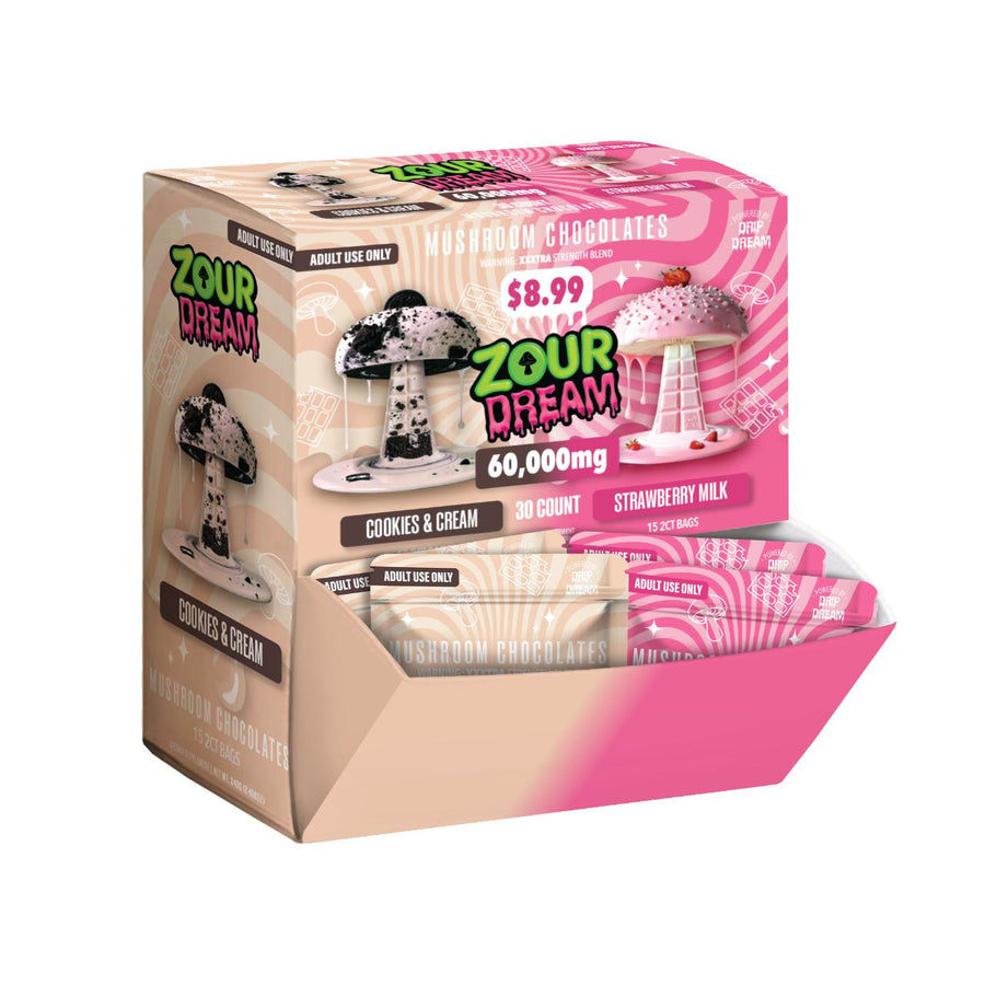 Zour Dream Mushroom Chocolate Bars 2 Pack 2000MG Per Pack 30ct Box