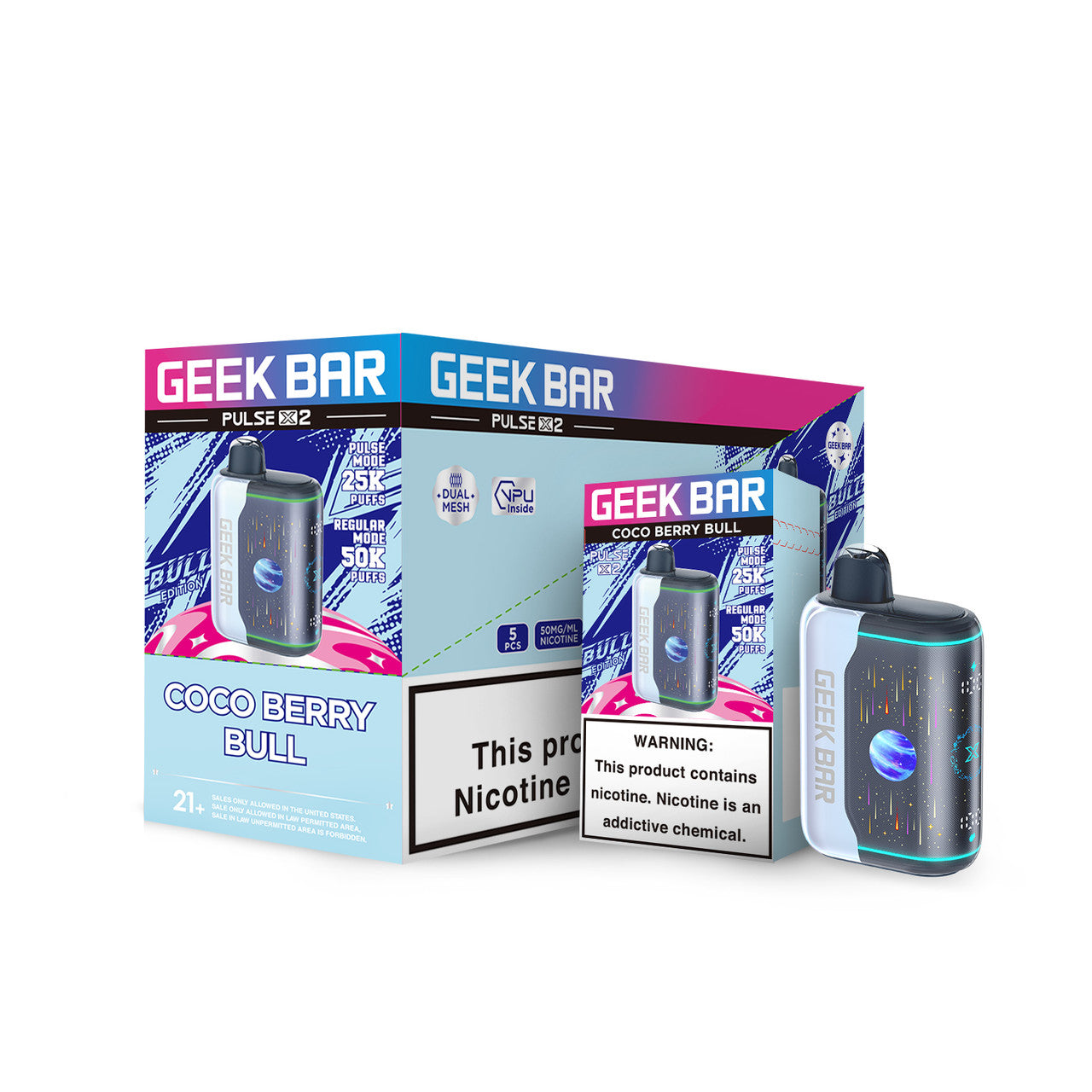 Geek Bar Pulse X2 50K Disposable Vape 5-Count Box