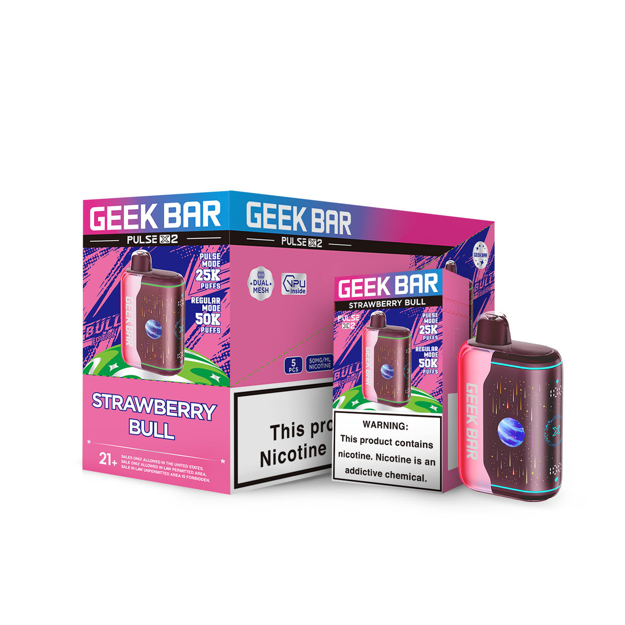 Geek Bar Pulse X2 50K Disposable Vape 5-Count Box