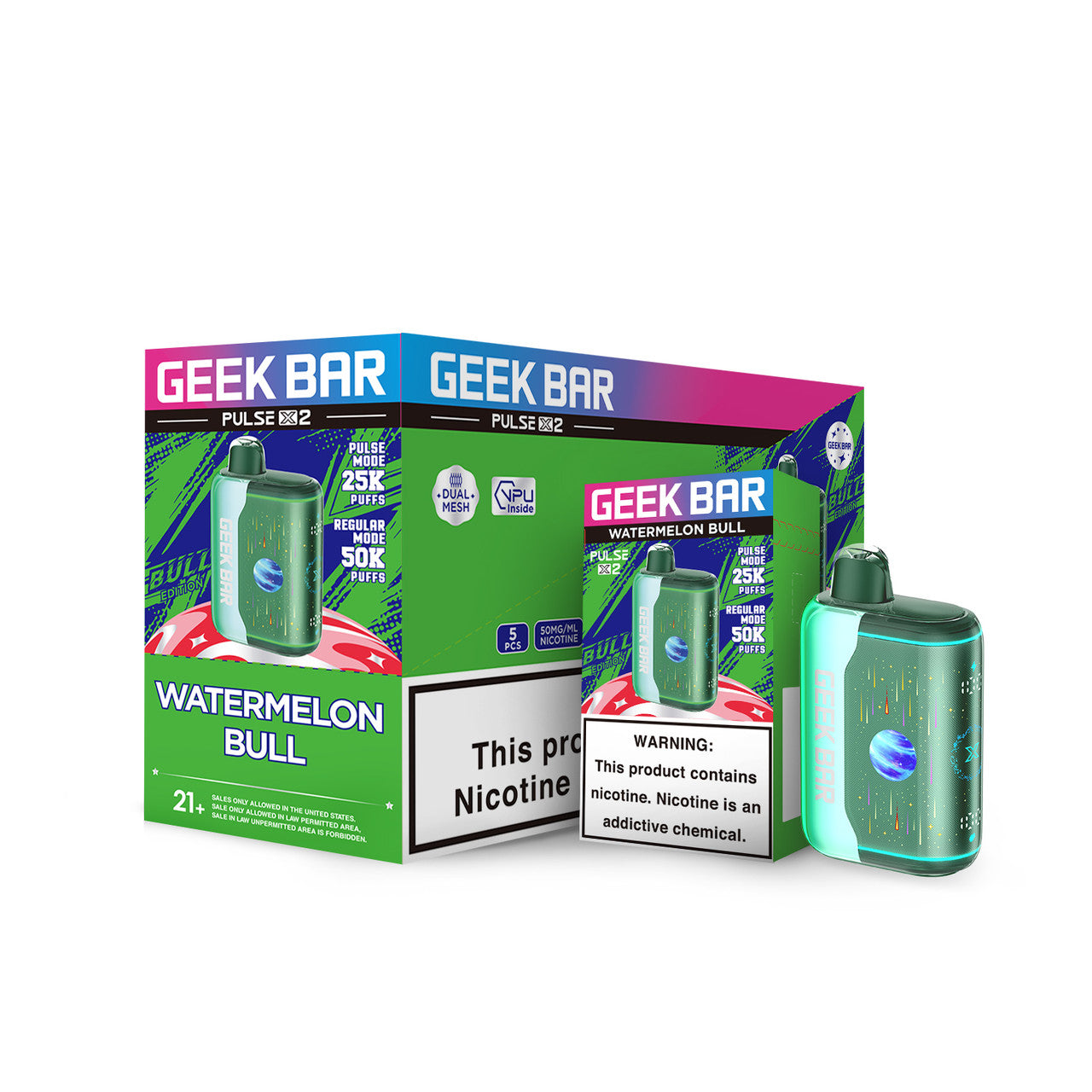 Geek Bar Pulse X2 50K Disposable Vape 5-Count Box