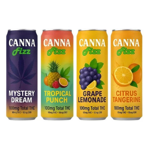 Canna Fizz 100MG Total THC | 85MG THC + 15MG CBD | 4-Pack |