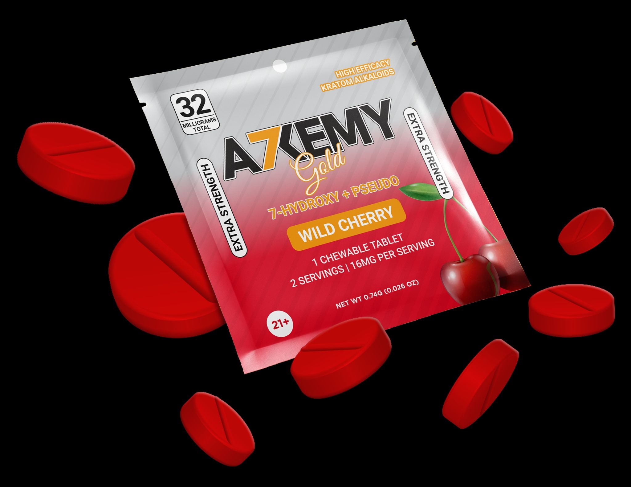 Alkemy 32mg 7-Hydroxy + Pseudo (Per Tab) Chewable Tablets |30ct Box|