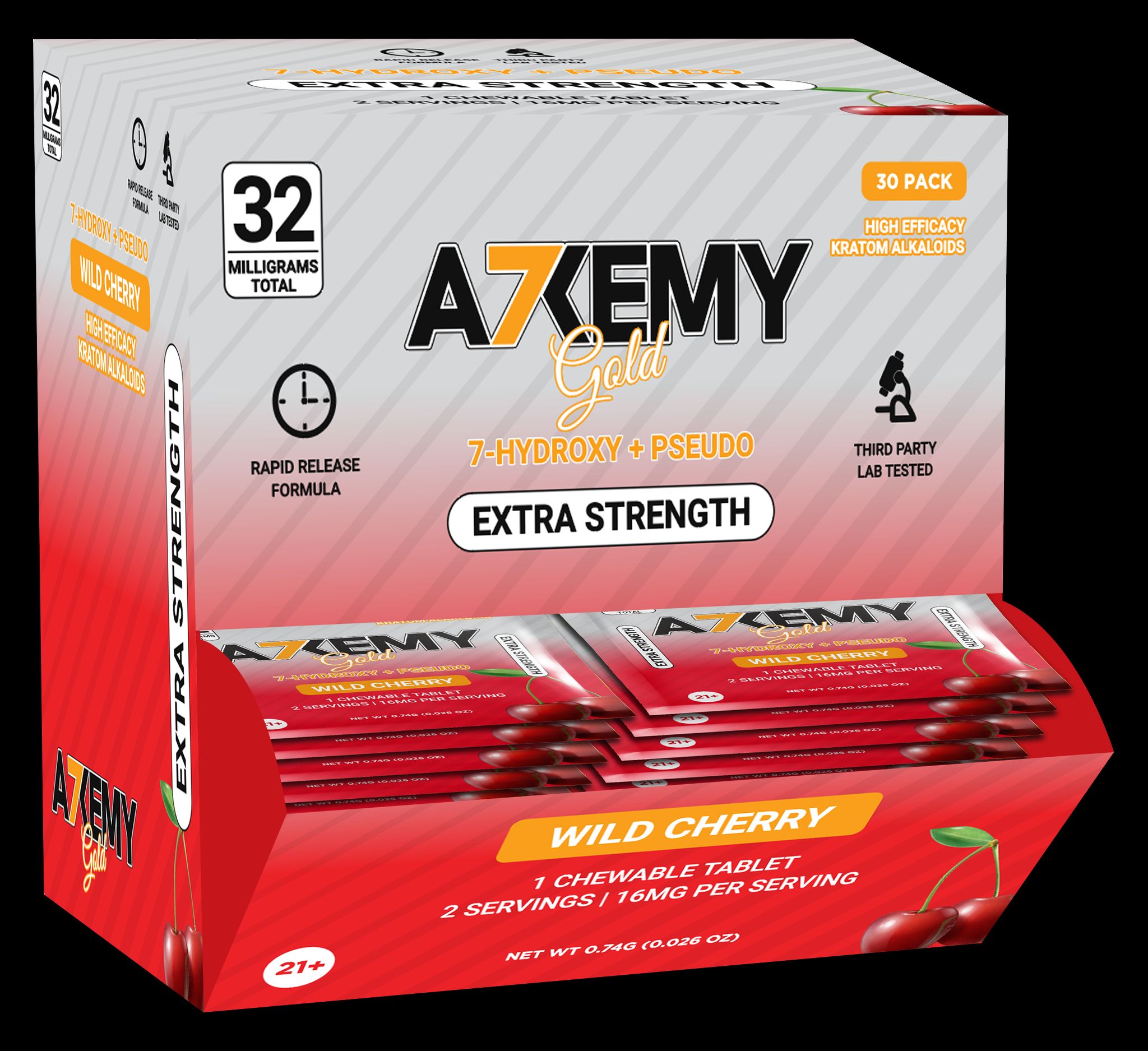 Alkemy 32mg 7-Hydroxy + Pseudo (Per Tab) Chewable Tablets |30ct Box|