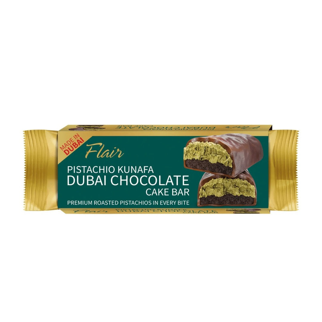 Flair Dubai Chocolate Pistachio Kunafa Cake Bar 20ct Box