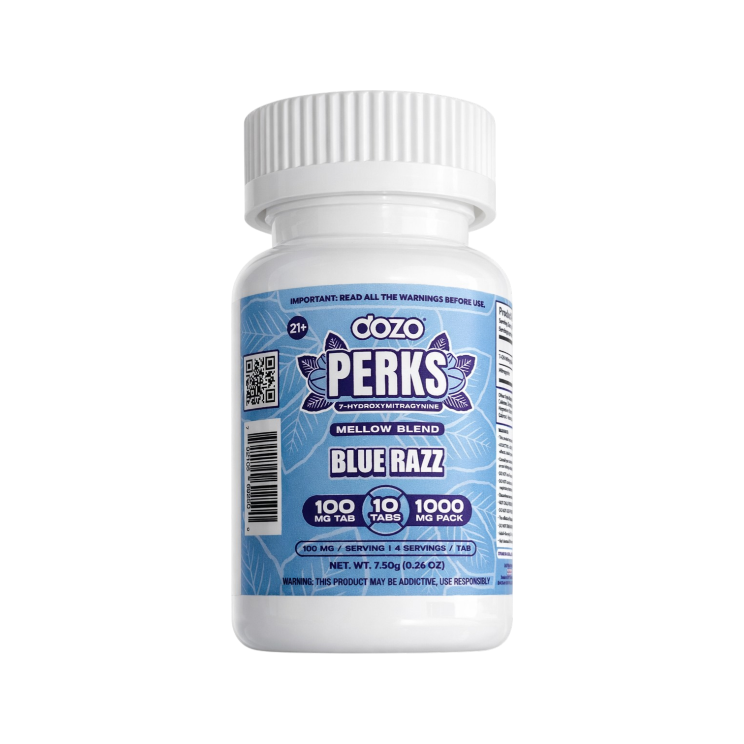 DOZO Perks 7 Hydroxy Tablets 100mg per Tablet 1000mg per Jar | 10ct Jar