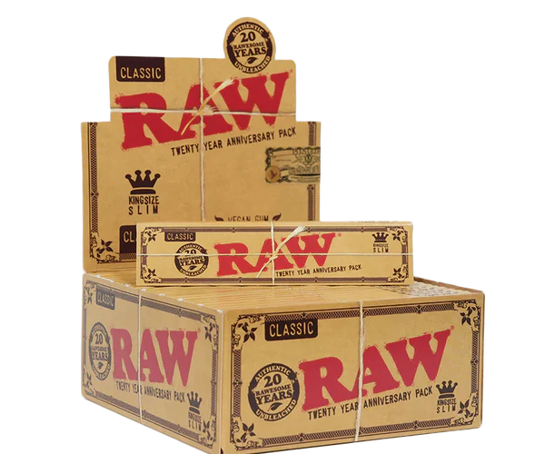 Raw Classic 20th Anniversary King Size Slim Rolling Papers 50ct Box