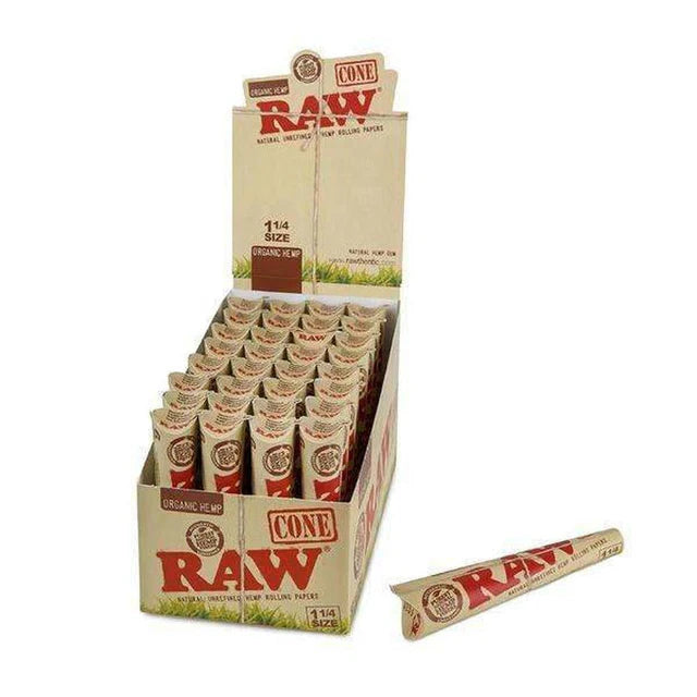 Raw Organic Hemp 1 1/4 Cone 6PK 32ct Box