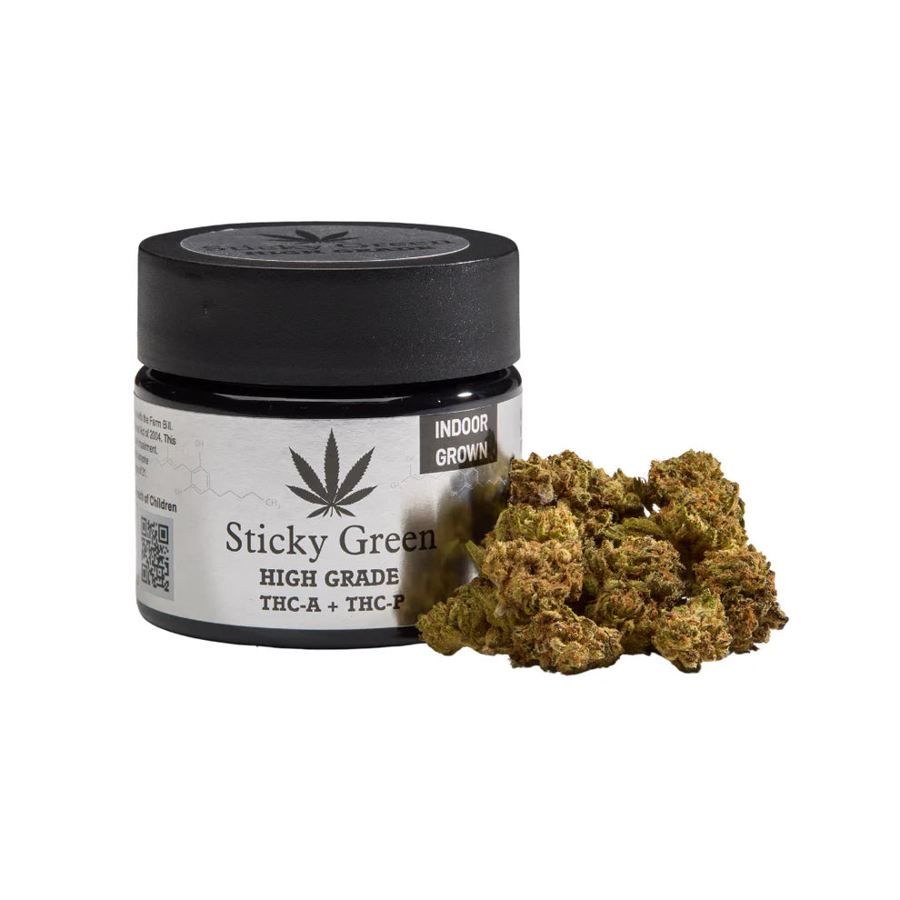 Sticky Green High Grade Flower | THC-A+THC-P | 3.5G Jar |