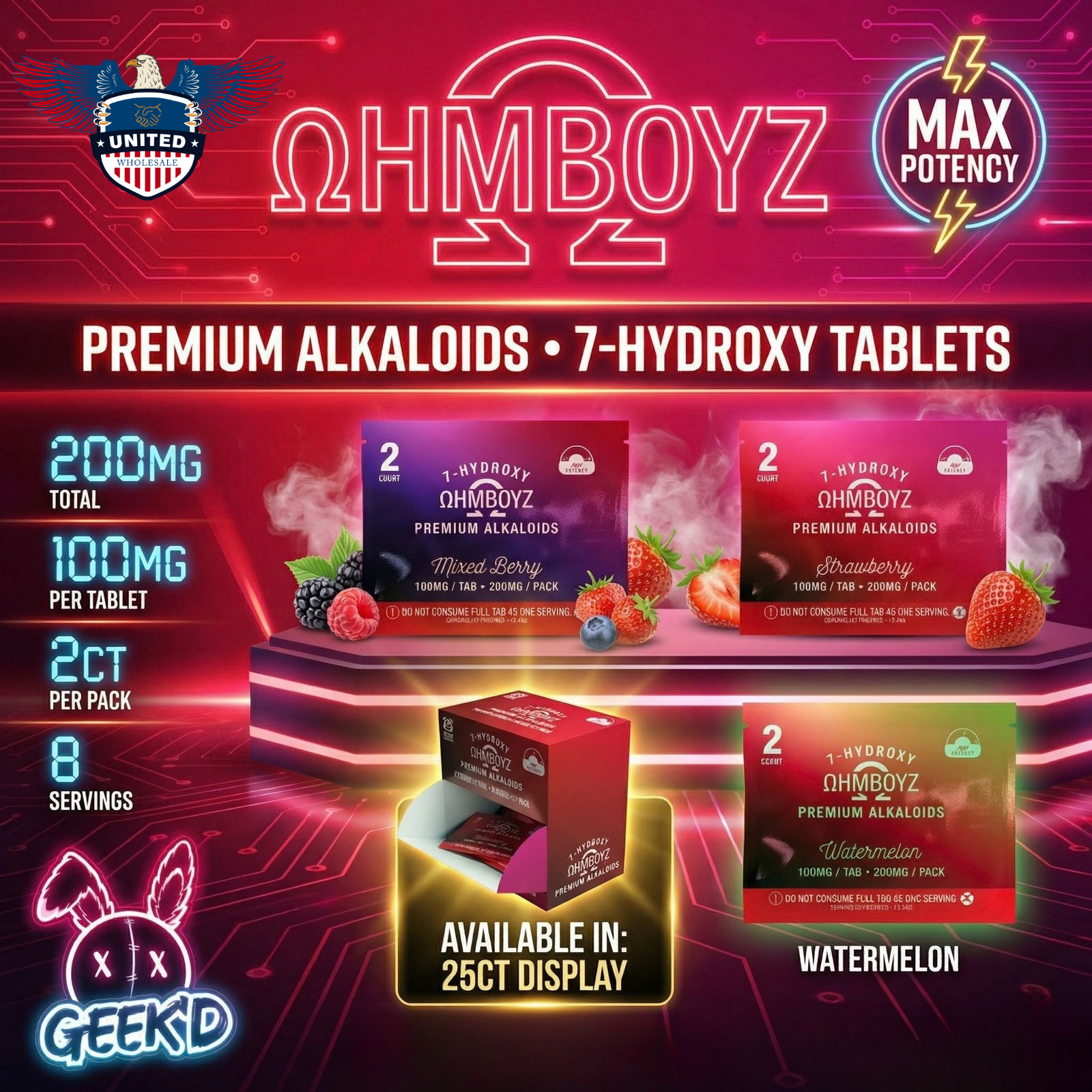 OHMBOYZ 2ct 100mg Per Tab 200mg Total Pack | 25ct Box
