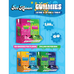 Ice Kream D9+THCP Gummies 2000MG Per Gummy 120 Count Display