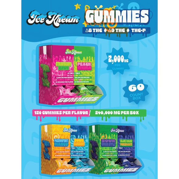 Ice Kream D9+THCP Gummies 2000MG Per Gummy 120 Count Display