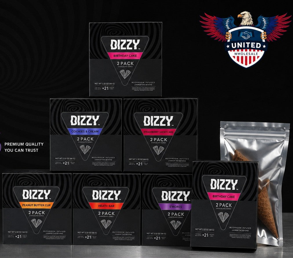 Dizzy Mushroom Infused Chocolate Cones 2ct Box