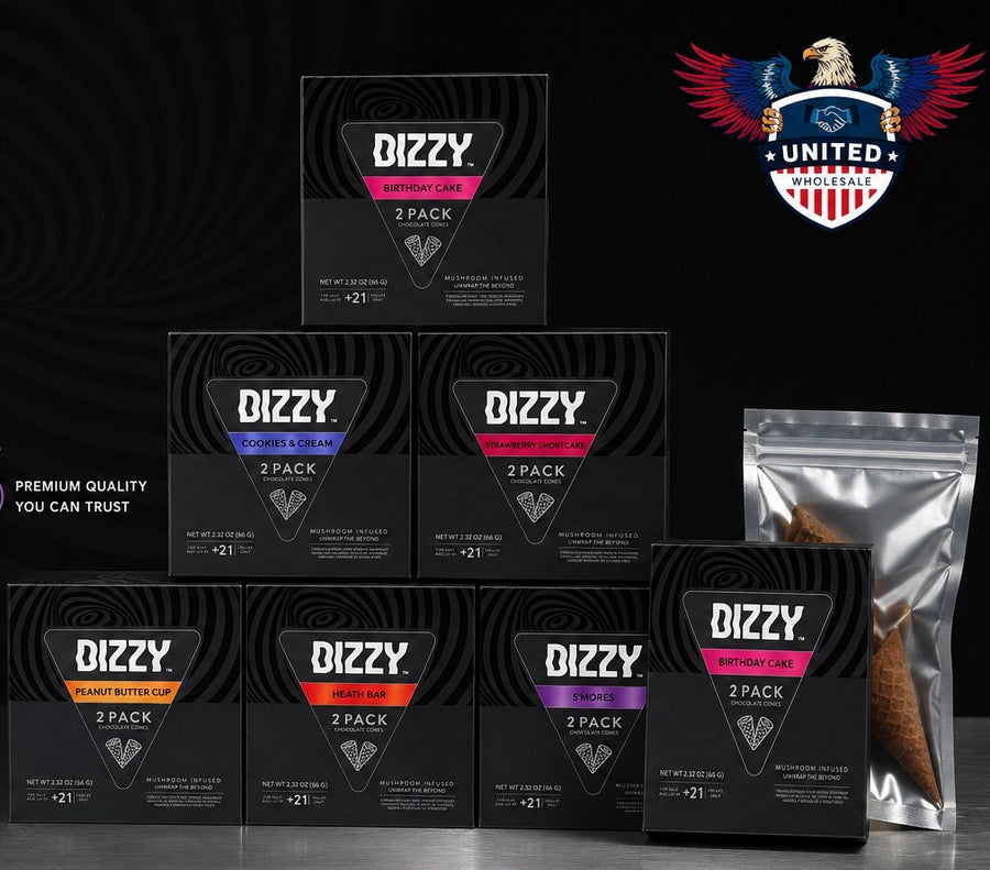 Dizzy Mushroom Infused Chocolate Cones 2ct Box