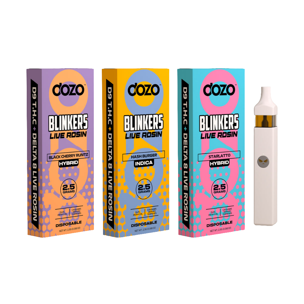 Dozo Blinkers Disposable | D-9 THC + D-8 Live Rosin 2.5g | 5ct Box |