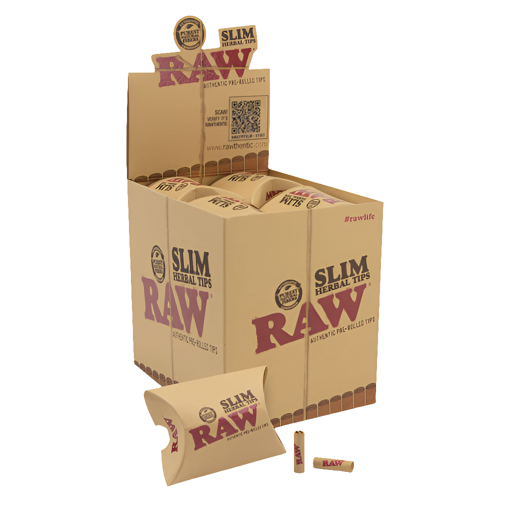 Raw Pre Rolled Slim Herbal Tips 20ct Box