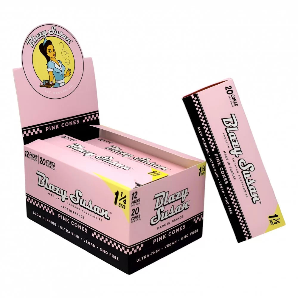 Blazy Susan Cones | Pink Pre Rolled | 1 1/4 | 20 Per Pack | 12ct Box