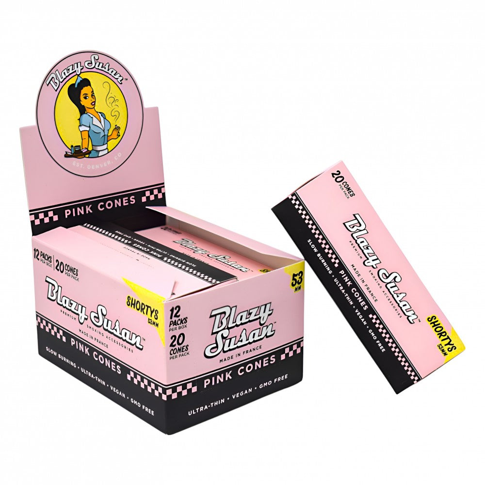 Blazy Susan Cones | Pink Pre Rolled | Shorty's 53mm | 20 Per Pack | 12ct Box