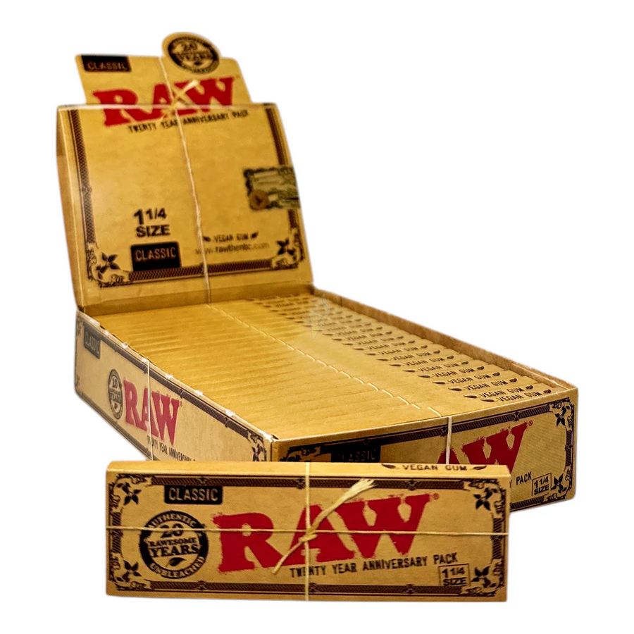 Raw Classic 20th Anniversary 1 1/4 Rolling Papers 24ct Box