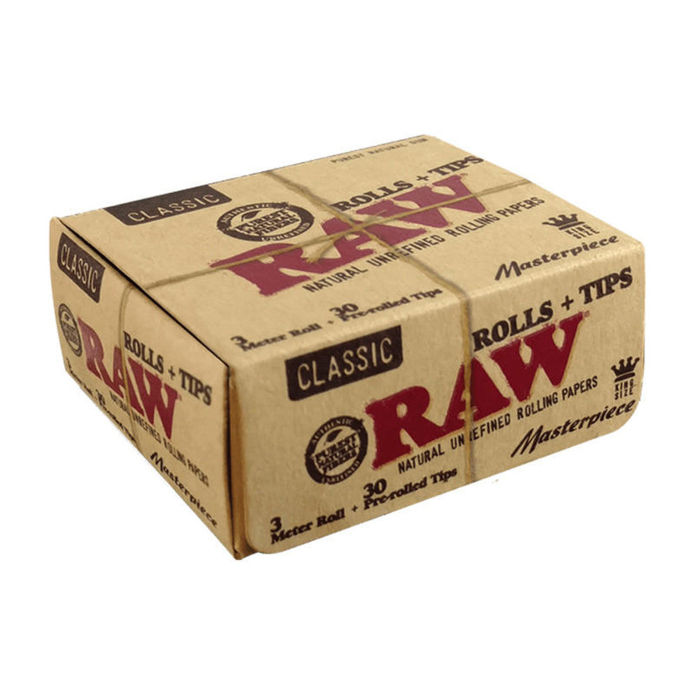 Raw Classic Rolls & Tips 3 Meter Roll 12ct Box