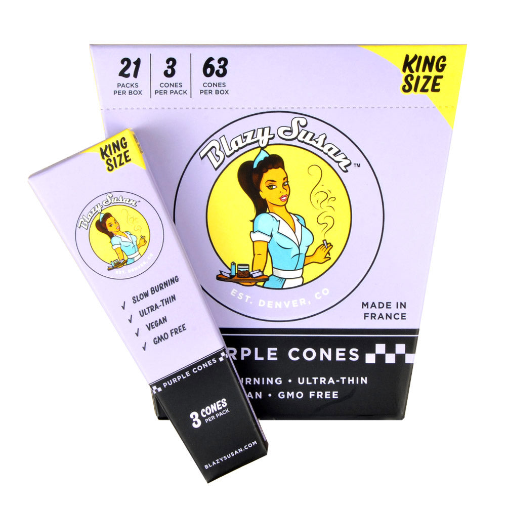 Blazy Susan Cones | Purple Pre Rolled | King Size | 3 Per Pack | 21ct Box