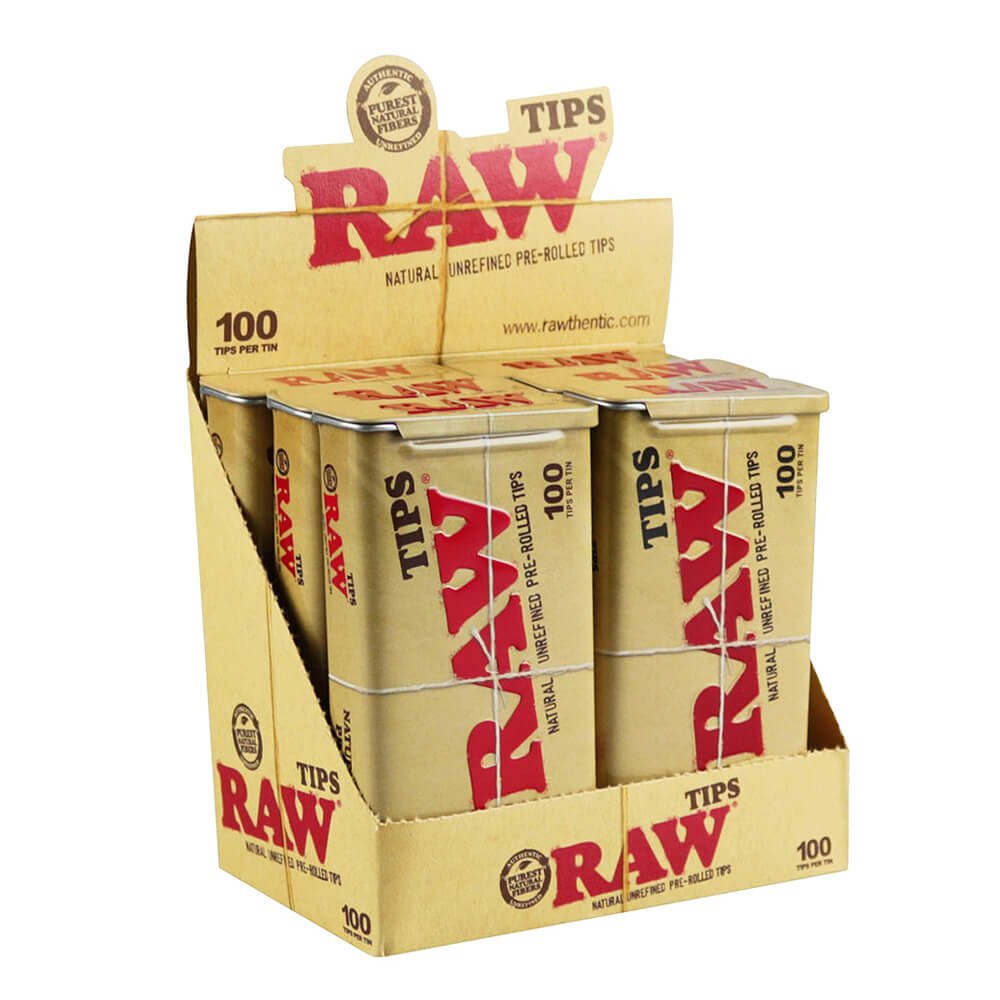 Raw Pre Rolled 100 Tips Per Tin |6ct Box|