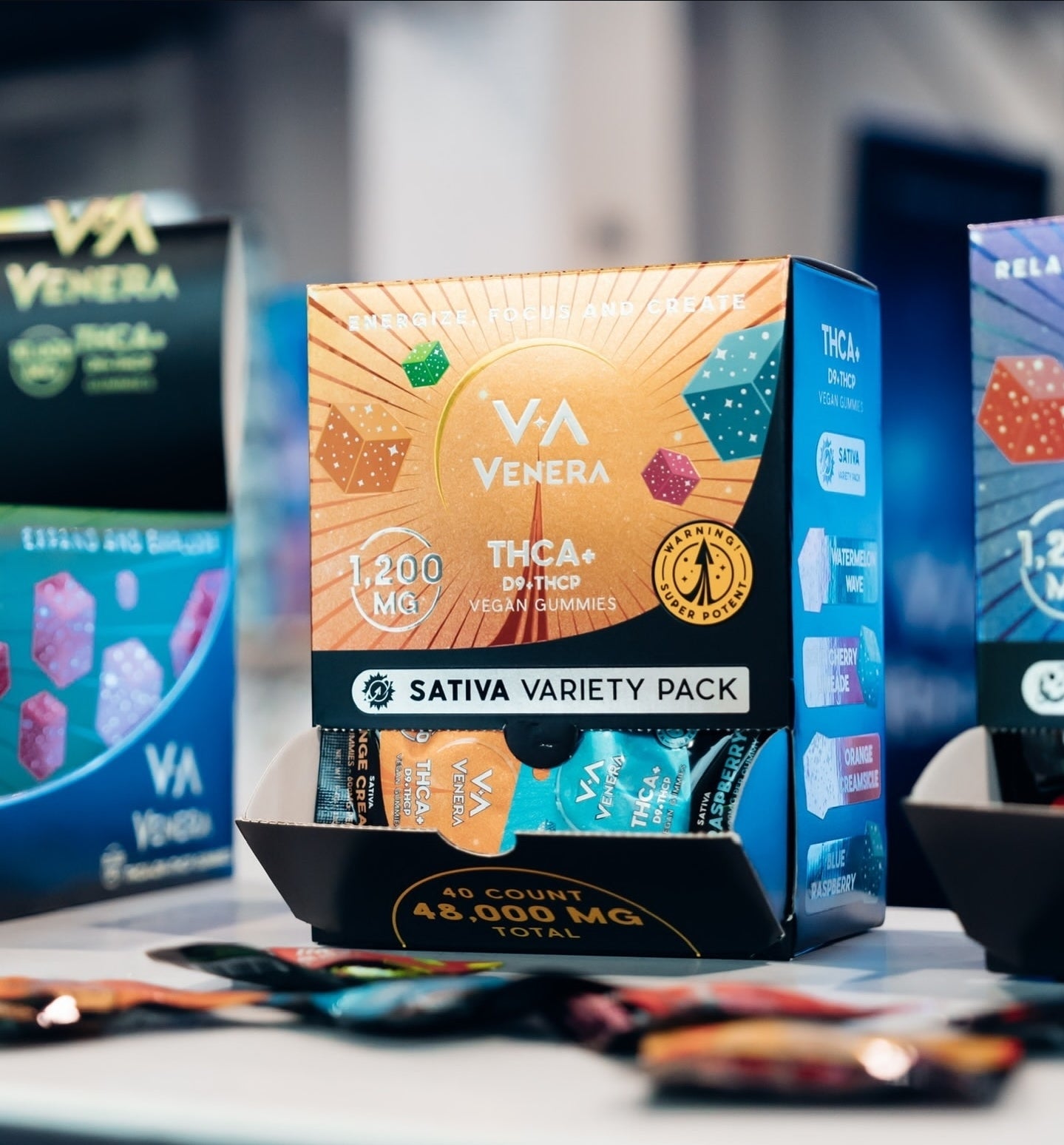 Venera Edibles | THCA+D9+THCP Vegan Gummies 1200mg 2Pk | 40ct Box |