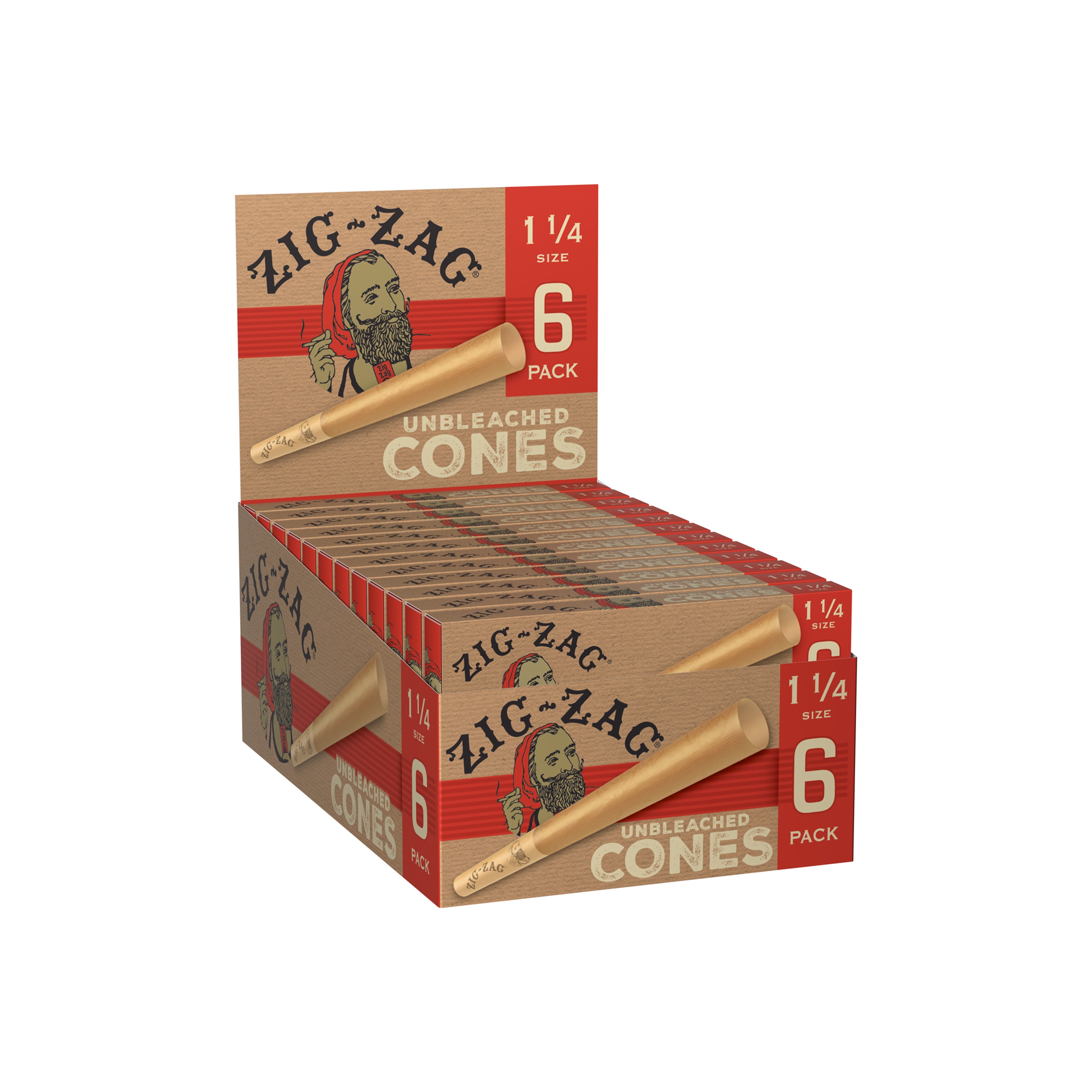 Zig Zag Cones | Unbleached Cones 1 1/4 | 6 Packs | 24ct Box