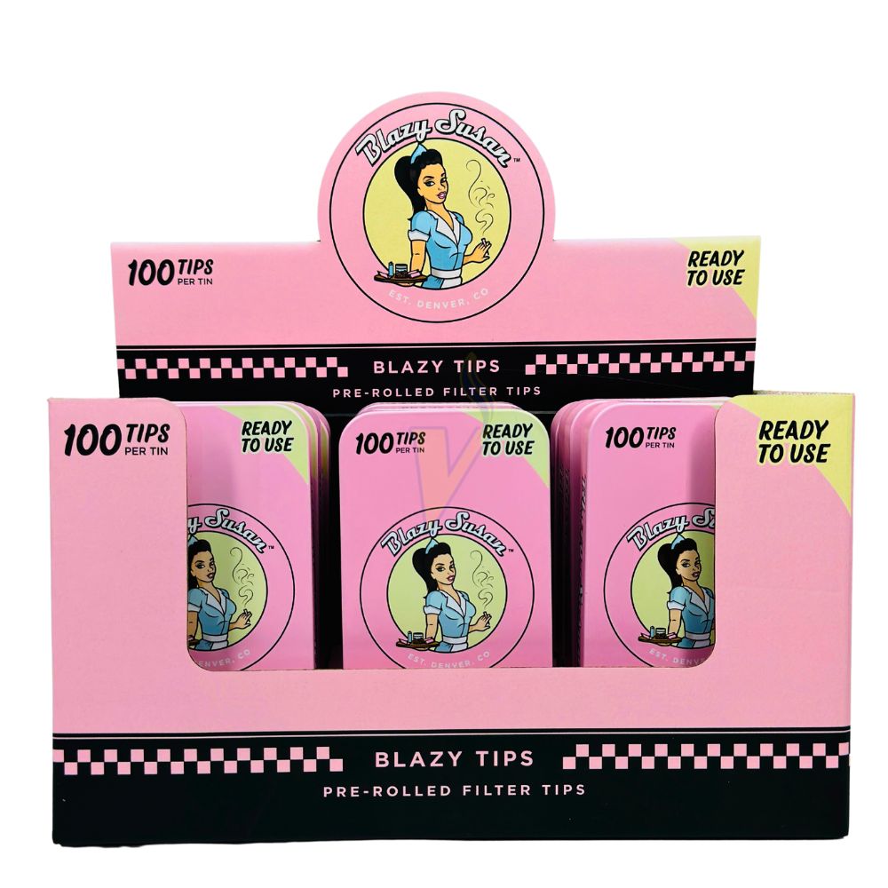 Blazy Susan Filter Tips | Pink | 100 Tips Per Tin | 12ct Box