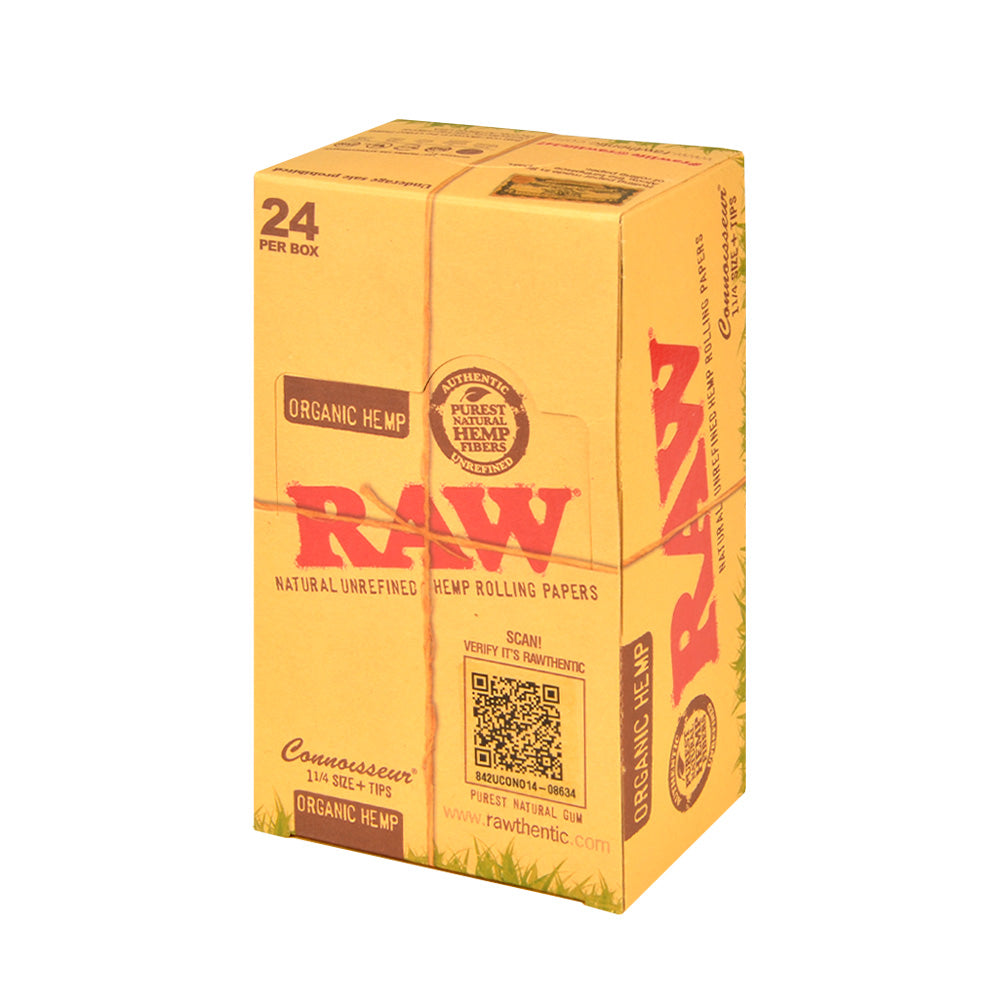 Raw Organic Hemp Connoisseur Paper/Tips 1 1/4 24ct Box