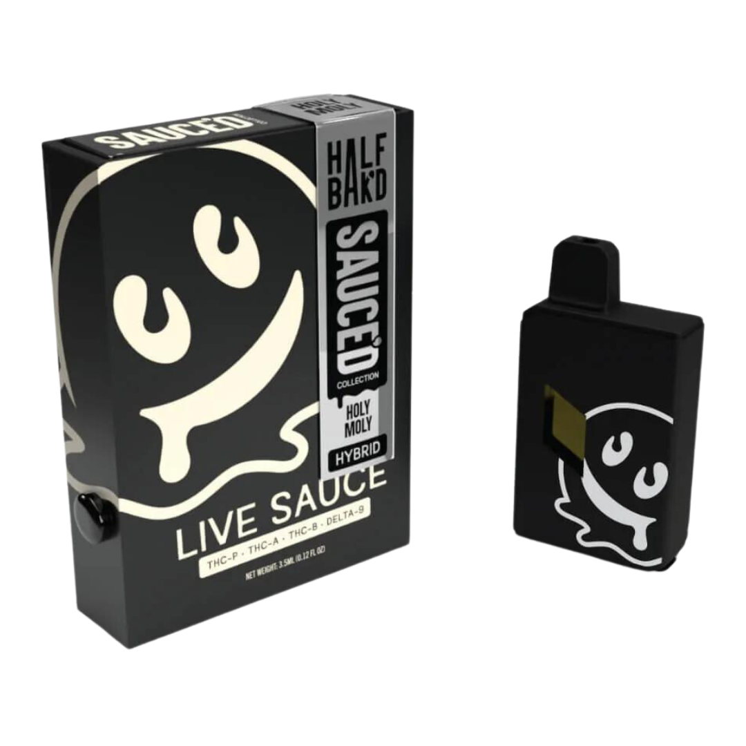 Half Bakd Disposable | 4G | Sauced Live Sauce THC-P THC-A THC-B D-9 | 5Ct Box