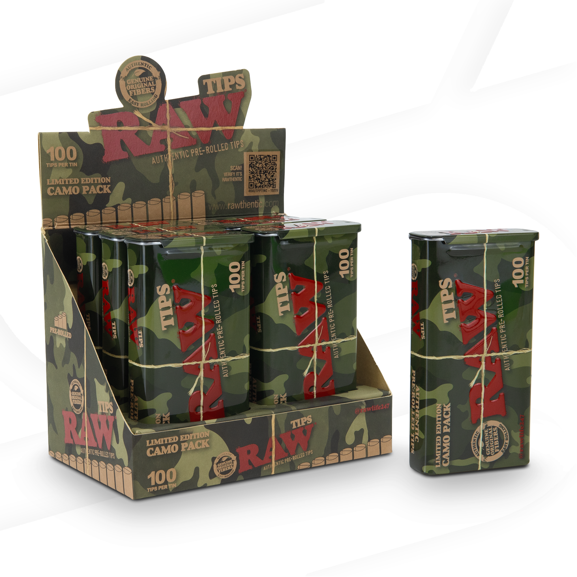 Raw Tips Limited Edition Camo 100PK/Tin 6ct Box