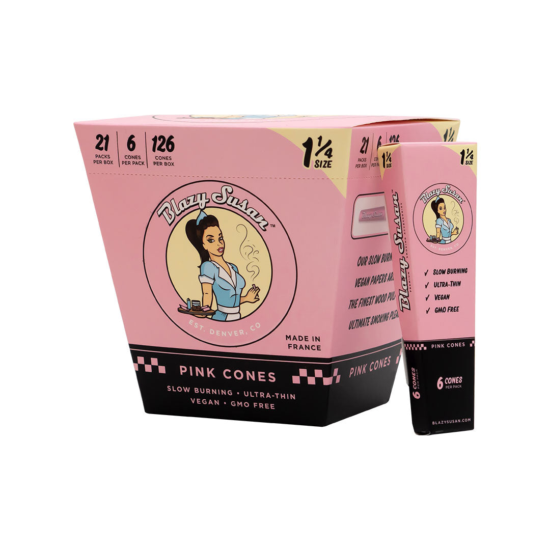 Blazy Susan Cones | Pink Pre Rolled | 1 1/4 | 6 Per Pack | 21ct Box